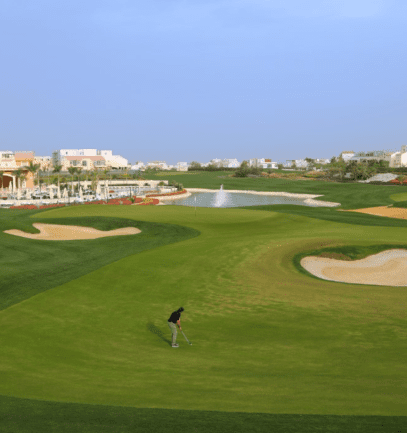 a golfer on the golf course at Madinaty Golf Club in Egypt